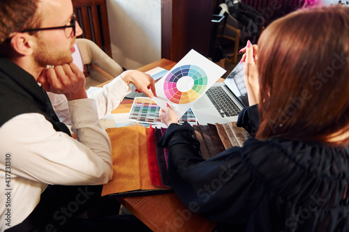 Business people working with documents. Indoors of new modern luxury restaurant