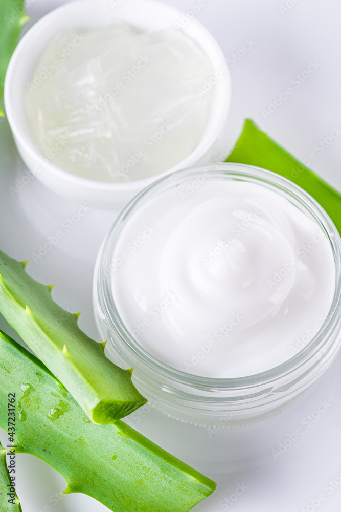 natural aloe vera cream on a white background natural aloe vera cream on a white background