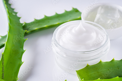 natural aloe vera cream on a white background
