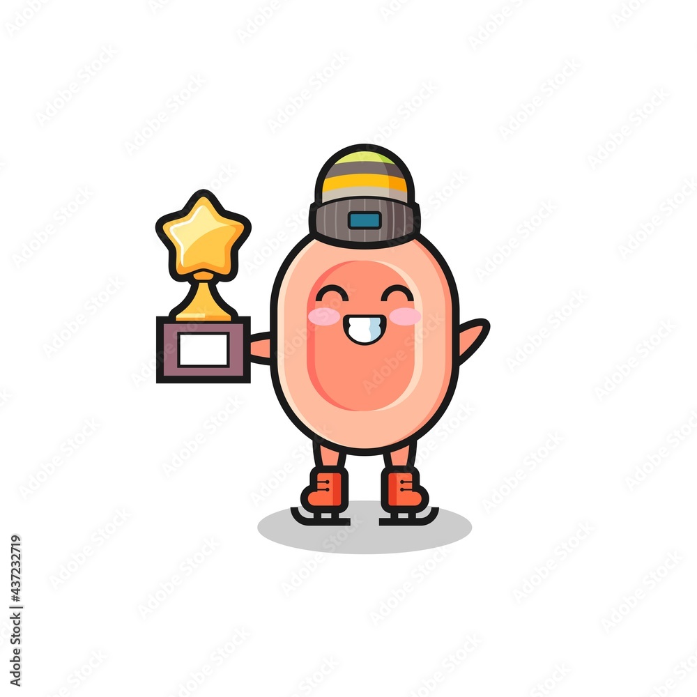 soap cartoon as an ice skating player hold winner trophy soap cartoon as an ice skating player hold winner trophy