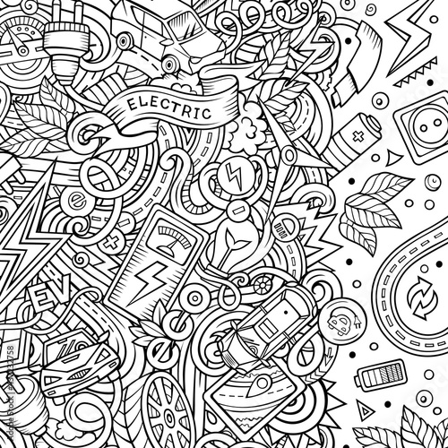 Cartoon doodles electric cars frame design