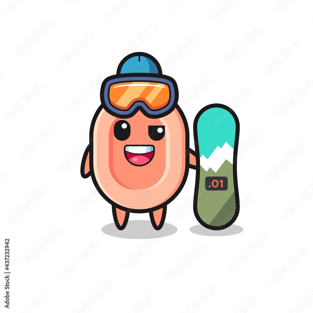 Illustration of soap character with snowboarding style Illustration of soap character with snowboarding style