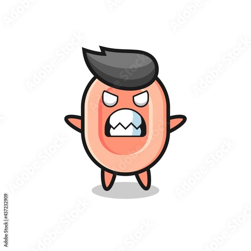 wrathful expression of the soap mascot character
