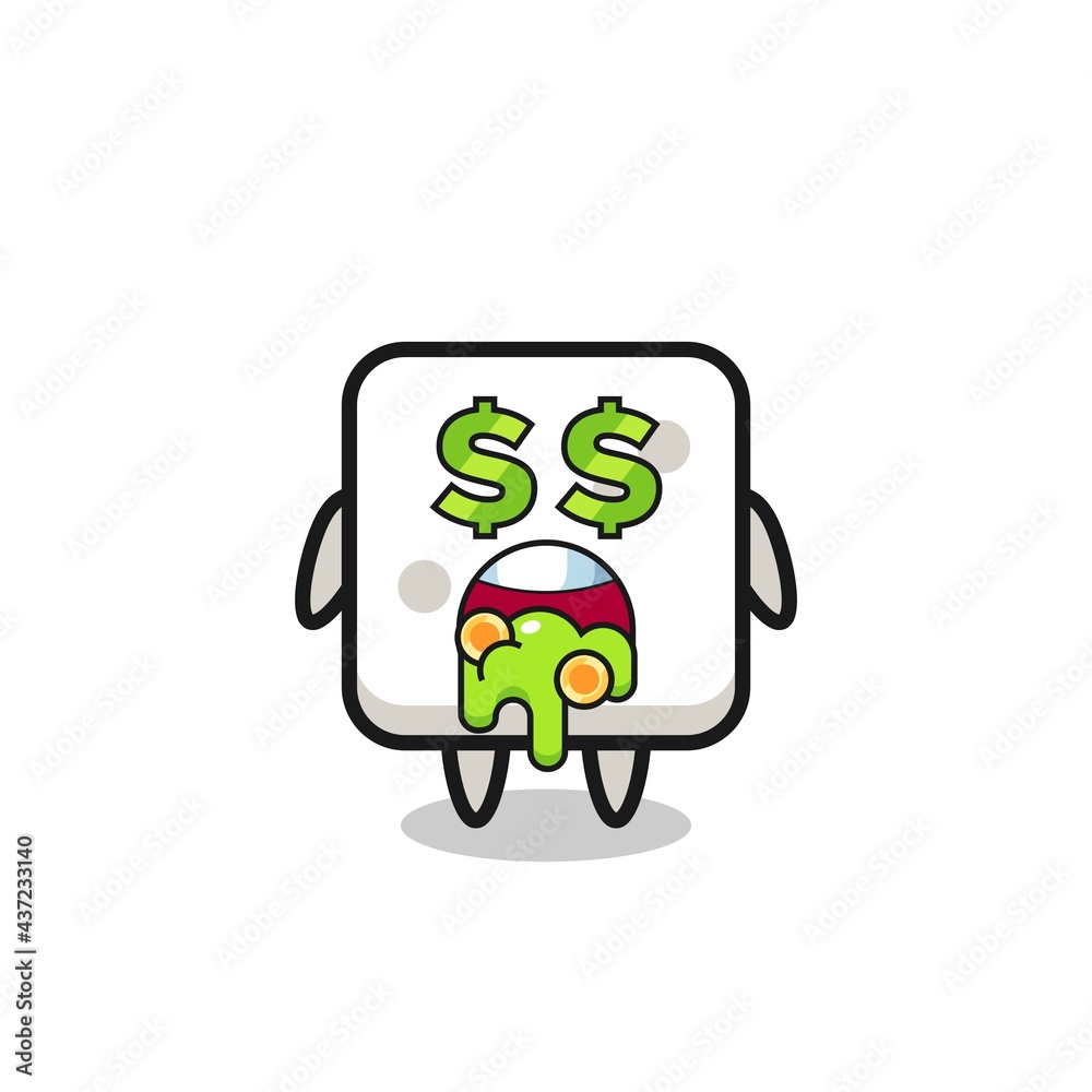 sugar cube character with an expression of crazy about money sugar cube character with an expression of crazy about money
