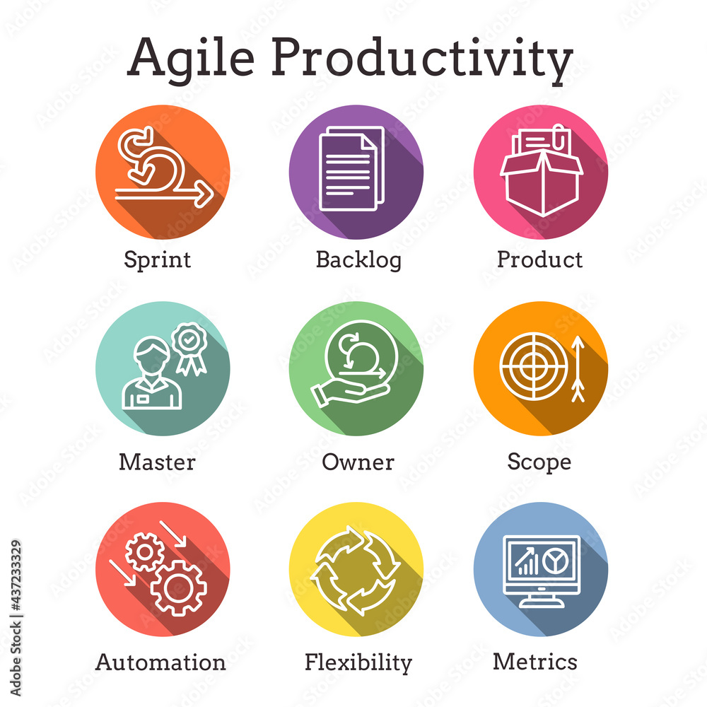 Agile Scrum Process, development w icon set Stock Vector | Adobe Stock