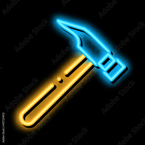 Shoe Fix Hammer neon light sign vector. Glowing bright icon Shoe Fix Hammer sign. transparent symbol illustration