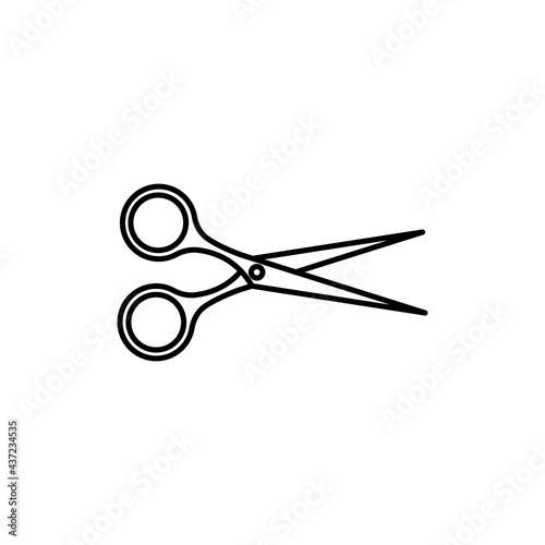 Scissor, trim or cut black line icon. Element on white background. Trendy flat isolated symbol, sign used for: illustration, outline, logo, mobile, app, design, web, dev, ui, ux, gui. Vector EPS 10