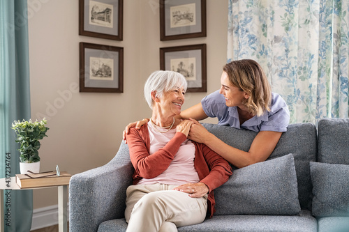Photography Happy senior woman with daughter