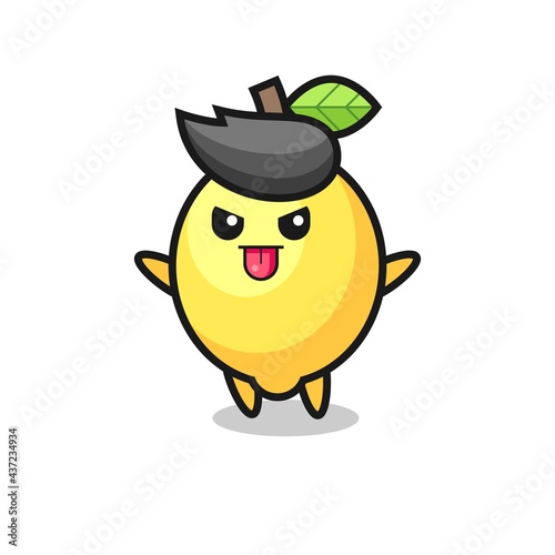 naughty lemon character in mocking pose