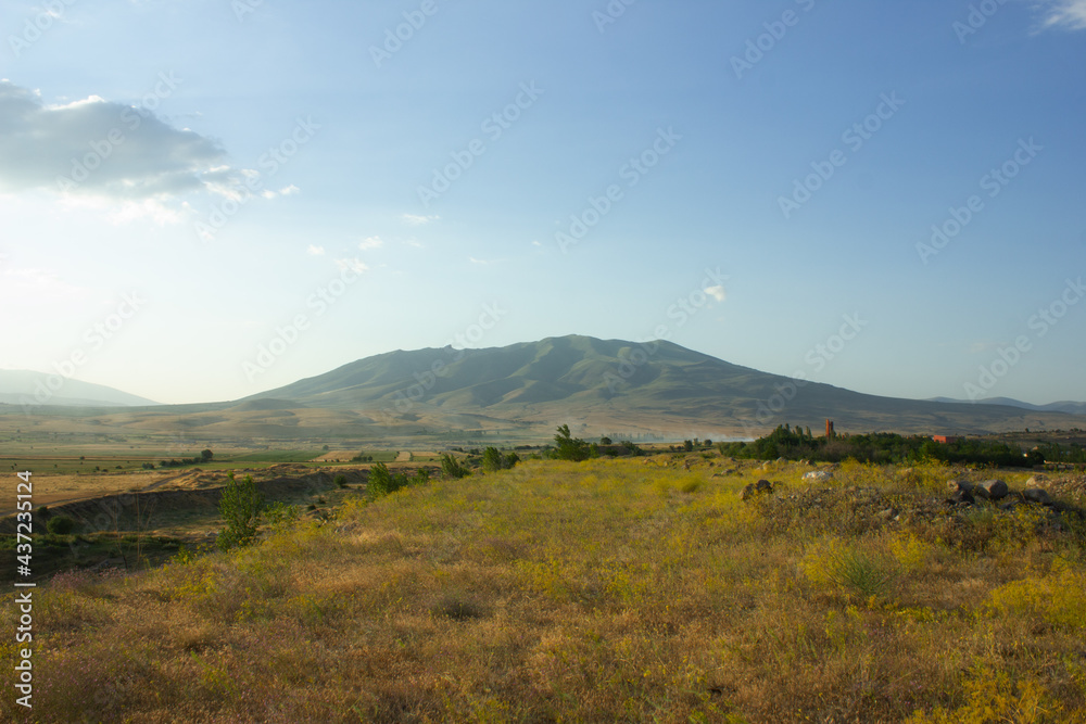 Fototapeta premium mountain view through the fields