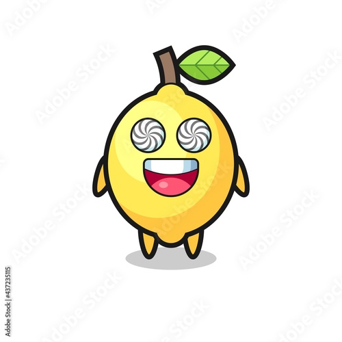 cute lemon character with hypnotized eyes