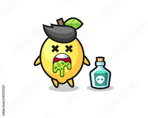 illustration of an lemon character vomiting due to poisoning
