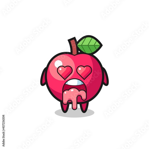 cute apple cartoon is playing hula hoop