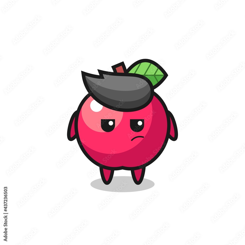 cute apple character with suspicious expression