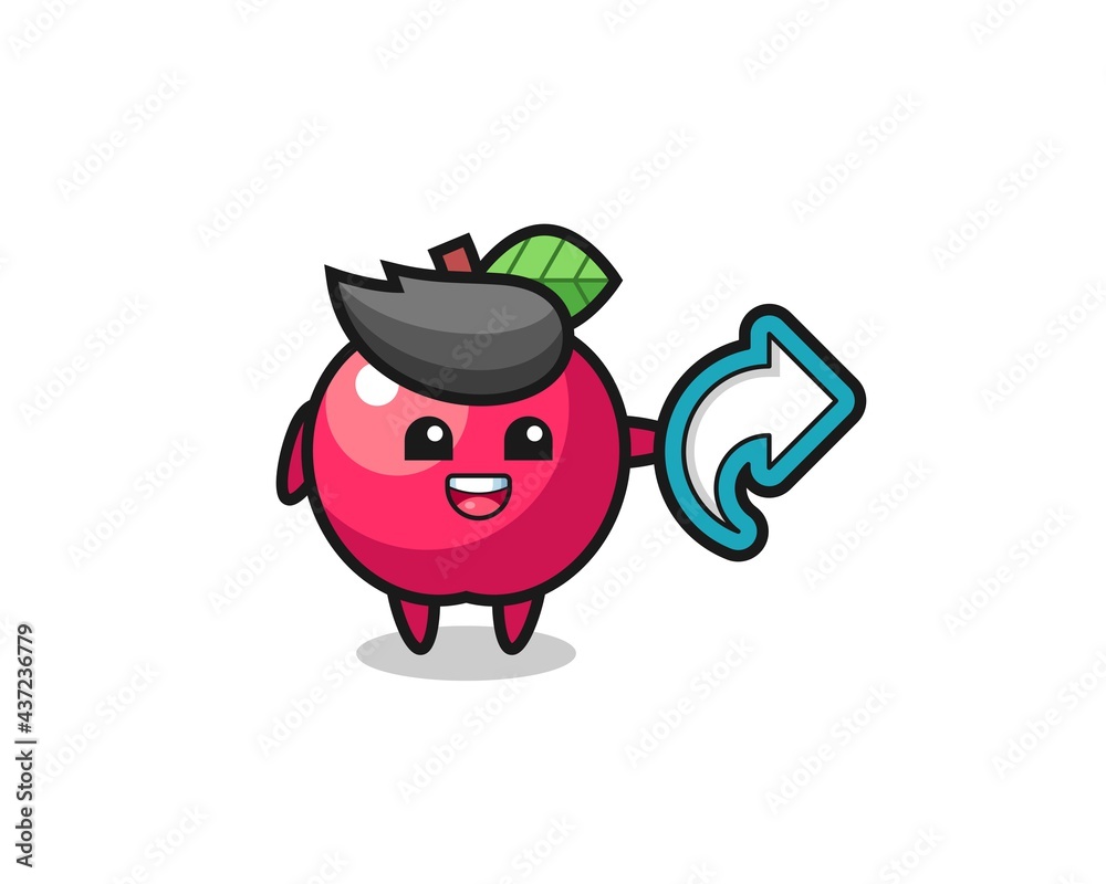 cute apple hold social media share symbol