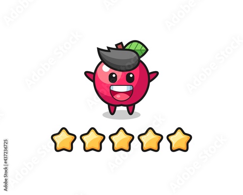 the illustration of customer best rating, apple cute character with 5 stars © heriyusuf