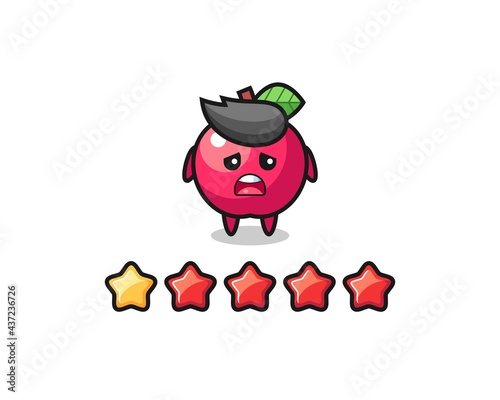 the illustration of customer bad rating, apple cute character with 1 star