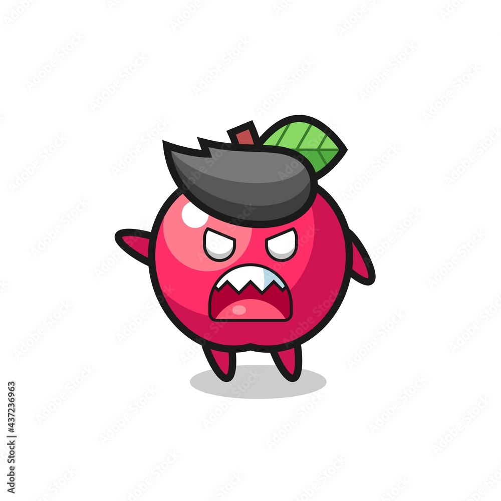 cute apple cartoon in a very angry pose cute apple cartoon in a very angry pose