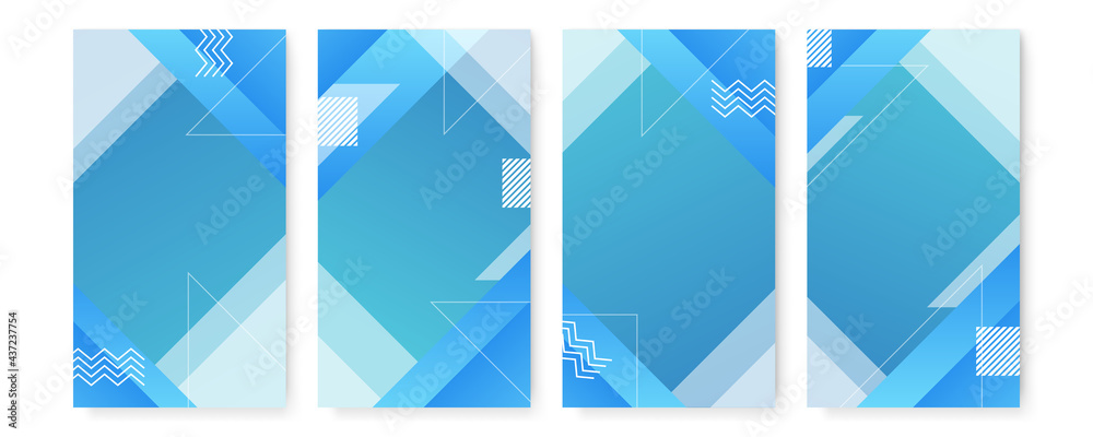 Blue gradient flowing geometric pattern background texture for poster cover design. Minimal color abstract gradient banner template. Modern vector wave shape for brochure