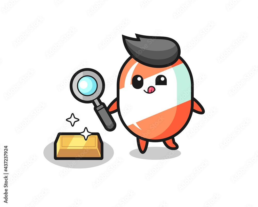 candy character is checking the authenticity of the gold bullion candy character is checking the authenticity of the gold bullion