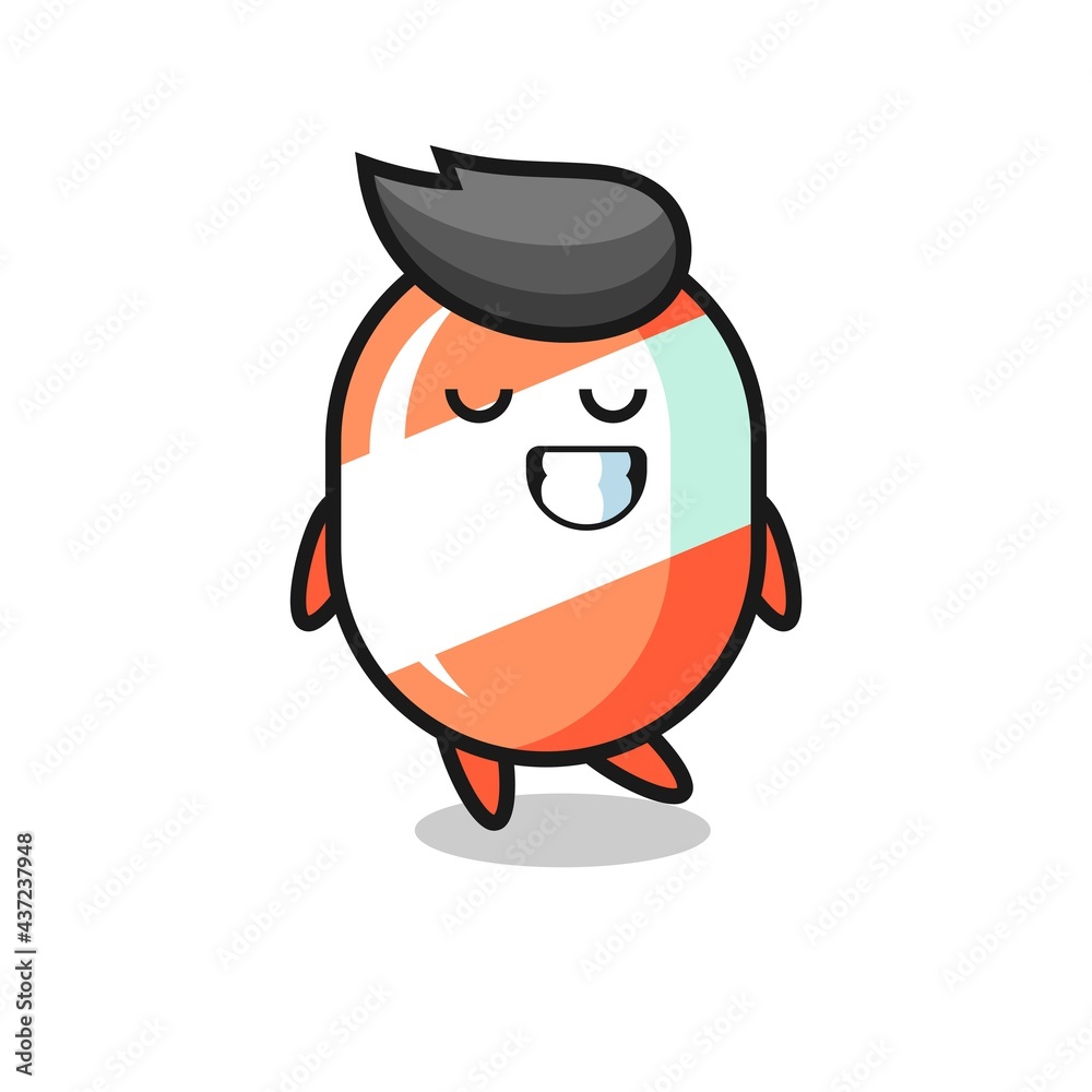 candy cartoon illustration with a shy expression