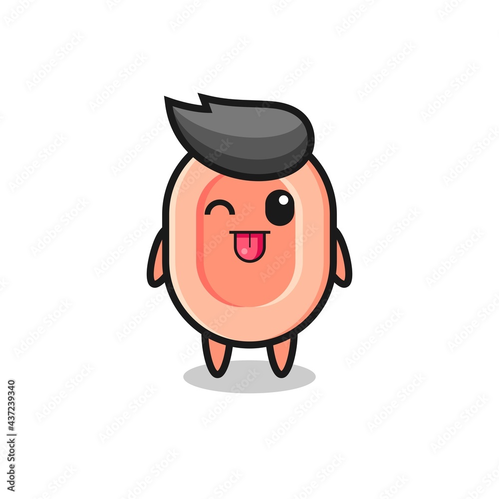 cute soap character in sweet expression while sticking out her tongue cute soap character in sweet expression while sticking out her tongue