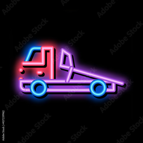 Evacuator Truck neon light sign vector. Glowing bright icon Evacuator Truck sign. transparent symbol illustration