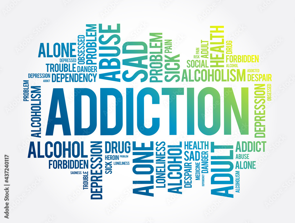 Obraz premium Addiction word cloud collage, health concept background