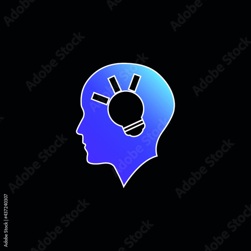 Bald Head Side View With A Lightbulb Inside blue gradient vector icon