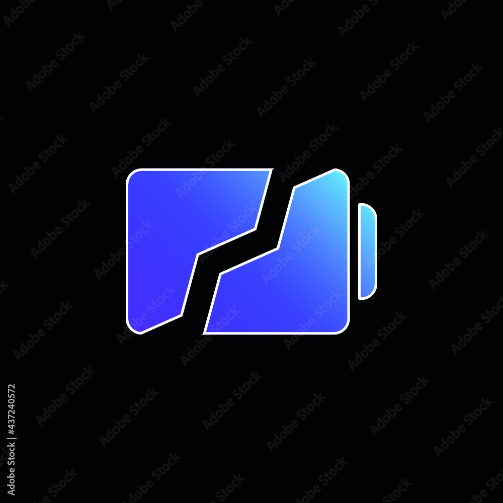 Battery Broken In Two Parts Symbol blue gradient vector icon
