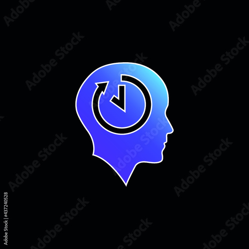 Bald Head With Time Symbol Inside blue gradient vector icon