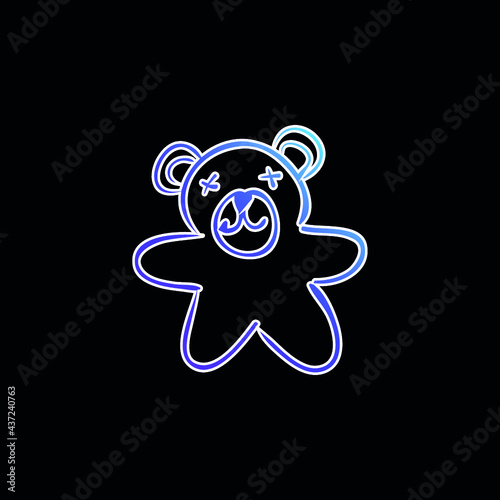 Bear Hand Drawn Toy blue gradient vector icon