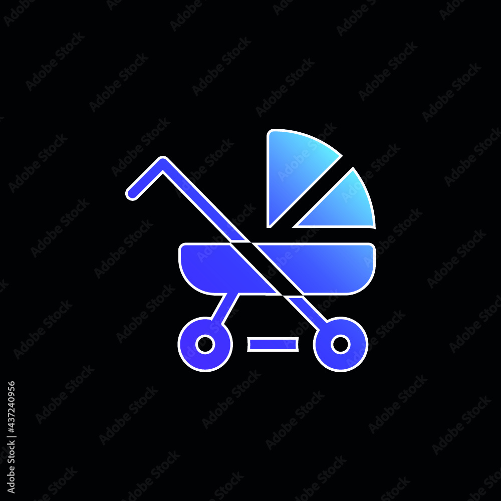 Baby Stroller blue gradient vector icon Baby Stroller blue gradient vector icon