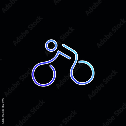 Bicycle Mounted By A Stick Man blue gradient vector icon
