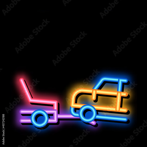 Evacuate Vehicle neon light sign vector. Glowing bright icon Evacuate Vehicle sign. transparent symbol illustration