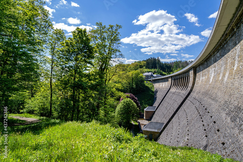 dam of the Aggertalsperre, a storage reservoir near Gummersbach, Germany