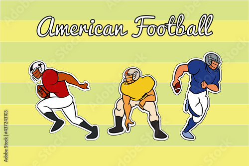 American football player set background vector collection