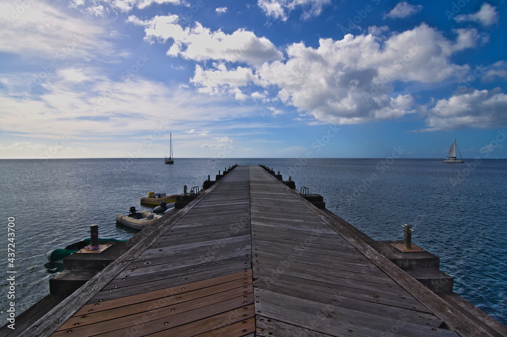 Wide angle view of the St. Pierre pier Wide angle view of the St. Pierre pier