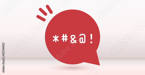 Large red speech bubble with expletives