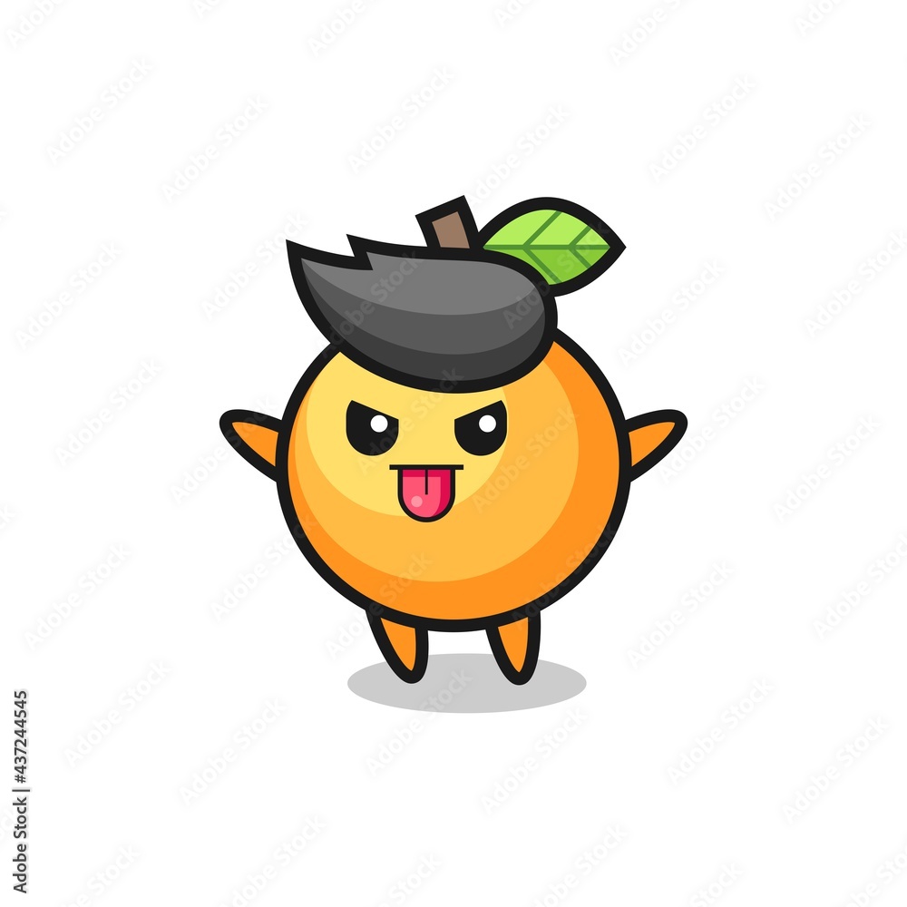 naughty orange fruit character in mocking pose naughty orange fruit character in mocking pose