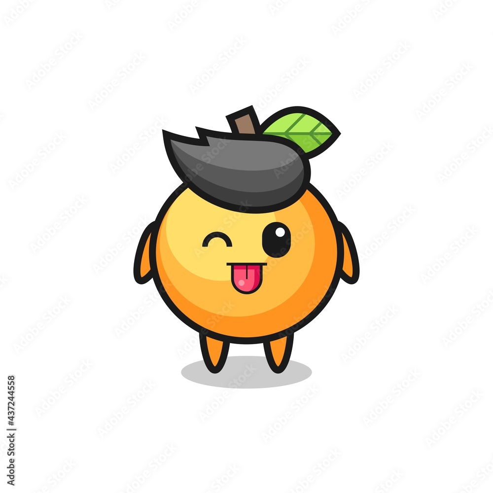 cute orange fruit character in sweet expression while sticking out her tongue cute orange fruit character in sweet expression while sticking out her tongue