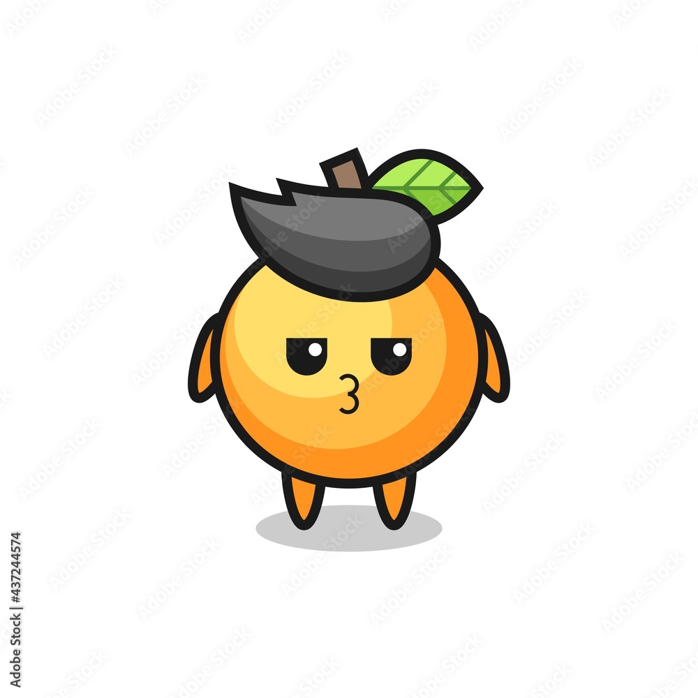 the bored expression of cute orange fruit characters