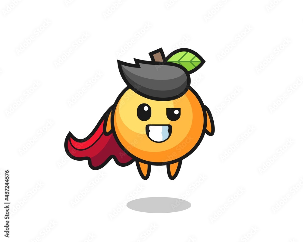 the cute orange fruit character as a flying superhero the cute orange fruit character as a flying superhero