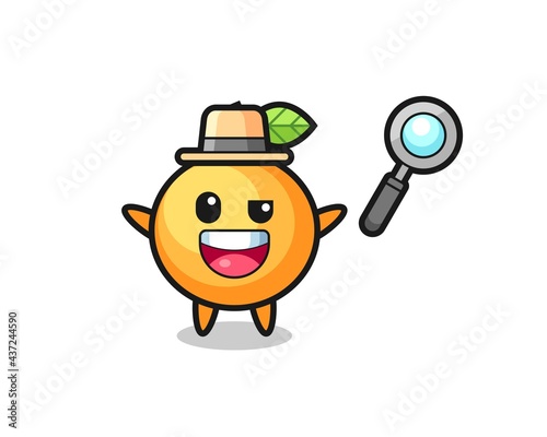 illustration of the orange fruit mascot as a detective who manages to solve a case