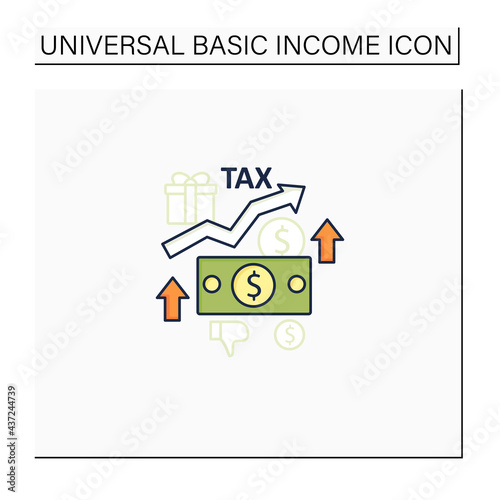 Higher taxes color icon. Higher percentage. Tax fee growth.Universal basic income concept. Isolated vector illustration
