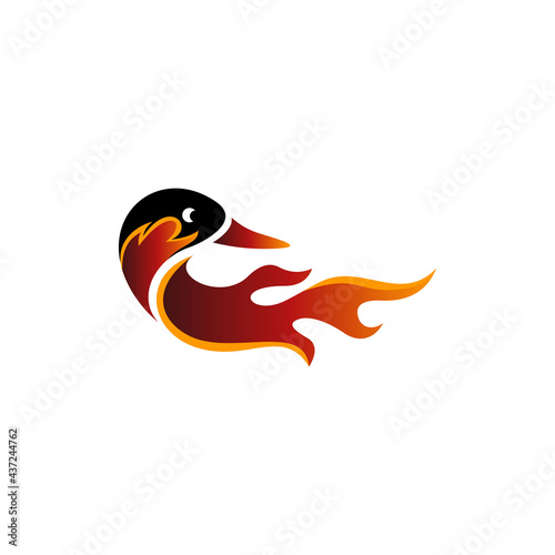 Duck Flame Gradient Color Logo Design 