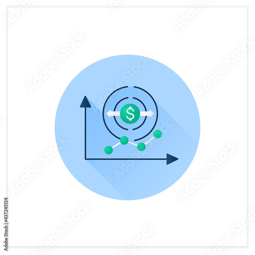 Economy expansion flat icon. Increase in economic level activity.Economical fluctuation. Business concept. 3d vector illustration