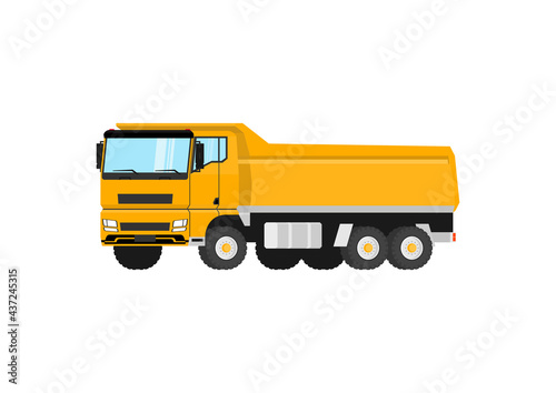 Heavy Dump Truck. Modern standard tipper truck. Flat vector.