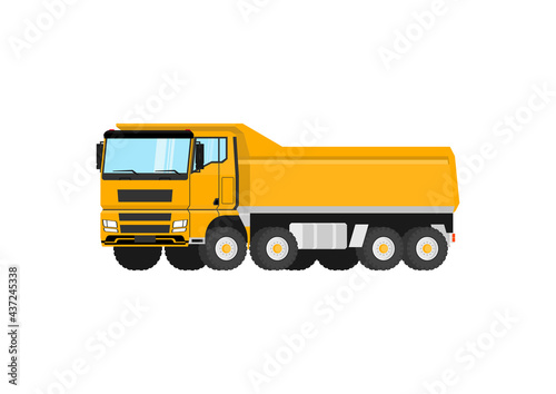 Heavy Dump Truck. Modern standard tipper truck. Flat vector.