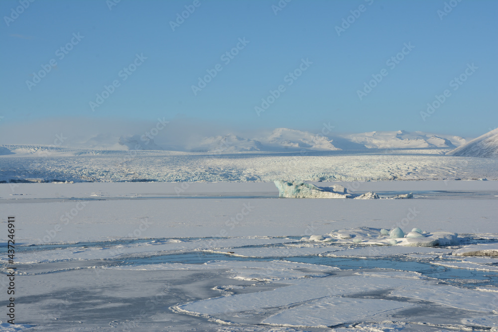 landscape with snow and mountains